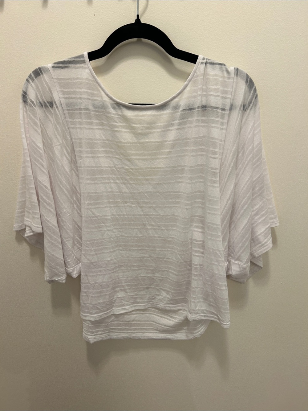 PrAna White Striped Semi-Sheer Open Back Kimono Top Size S